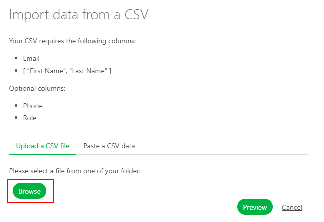 Import csv file